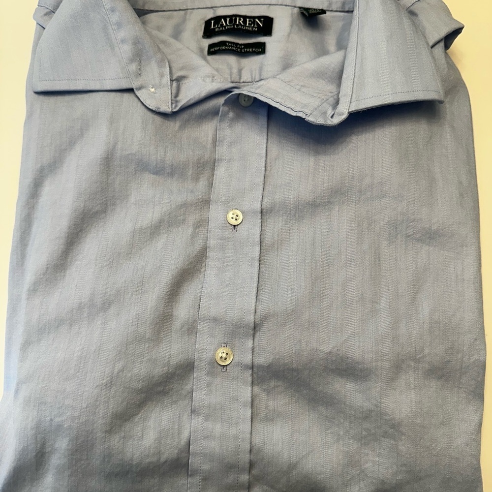 Ralph Lauren Blue Dress Shirt Elegant Cotton Blend